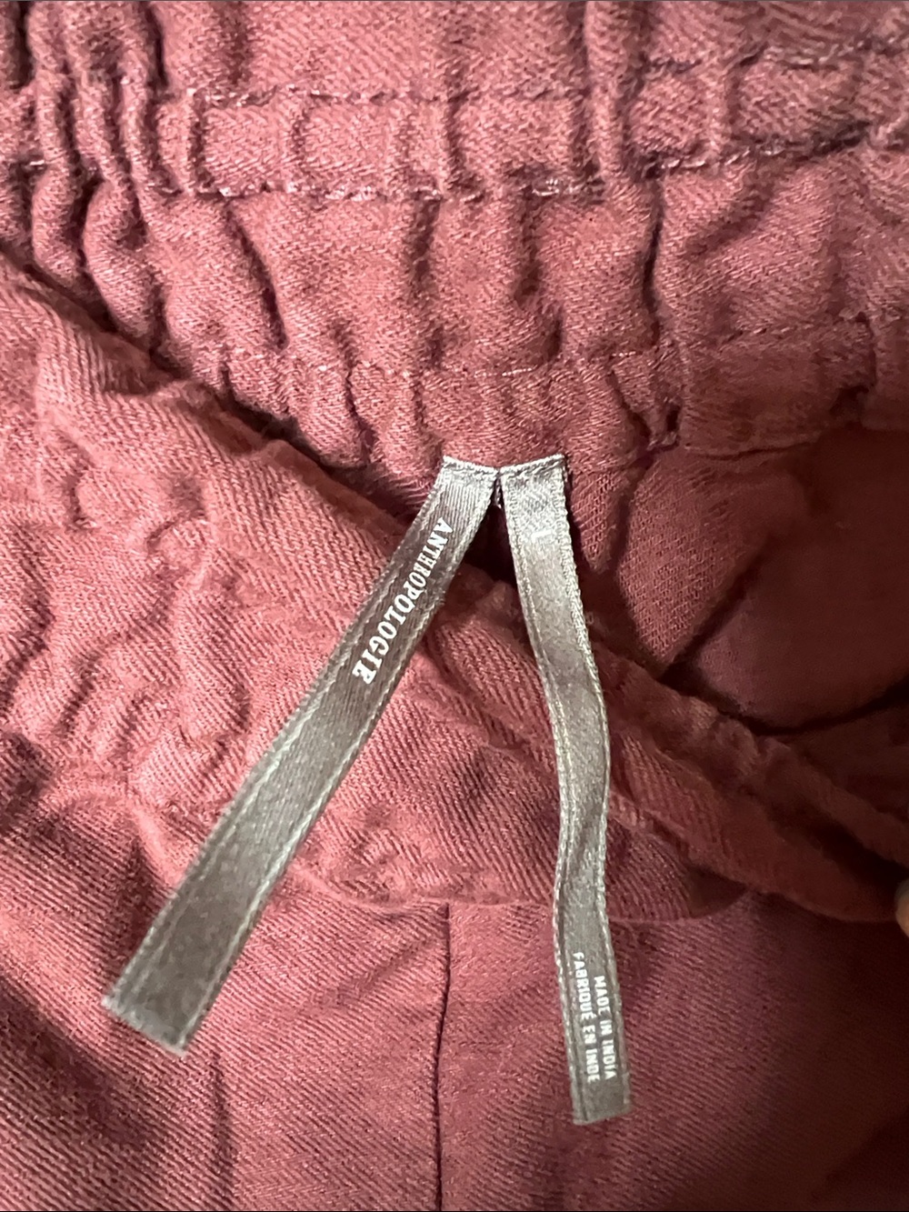 Anthropologie The Somerset Pull-On Wide pant wash embroidered cropped Burgundy L - Picture 4 of 13